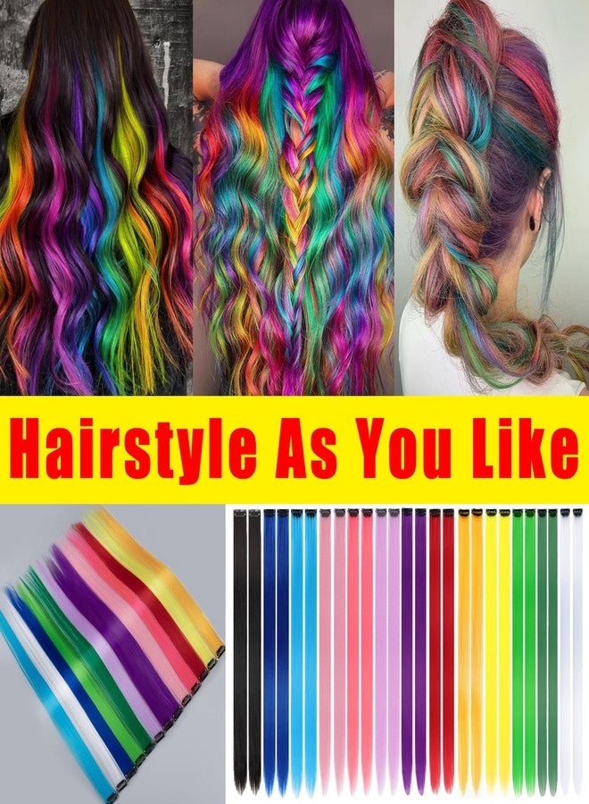 FAYDERS 24 PCS Colored Hair Extensions Clip in - 22 Inch Rainbow Hair for Women Girls - Perfect for Parties, Cosplay, Halloween - Image 2